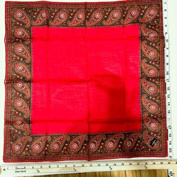 Beautiful Set of 2 :  UNGANO PARIS mini Scarf/Handkerchief  21" x21" Red  (Sc19) - Picture 10 of 14